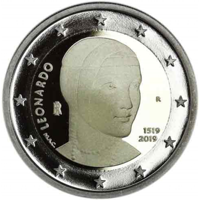 Italie 2 Euro 2019 PP 500e anniversaire de la mort de Léonard de Vinci