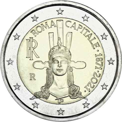 Italie 2 Euro 2021 150 ans de Rome comme capitale