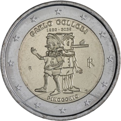 Italie 2 Euro 2026 Pinochio - 200ème anniversaire de Carlo Collodi