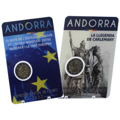 Offre combinée : Andorre 2 x 2 Euro 2022 Charlemagne & Accord monétaire