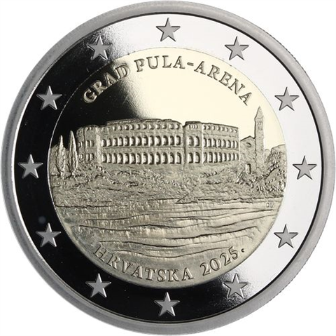 Croatie 2 Euro 2025 PP - Pula Arena - Villes croates - Dans une valise