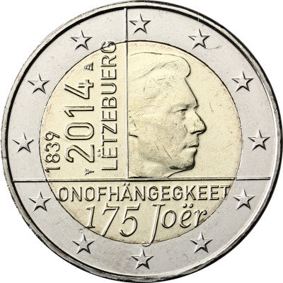 Luxembourg 2 Euro 2014 bfr 175 ans d'indépendance