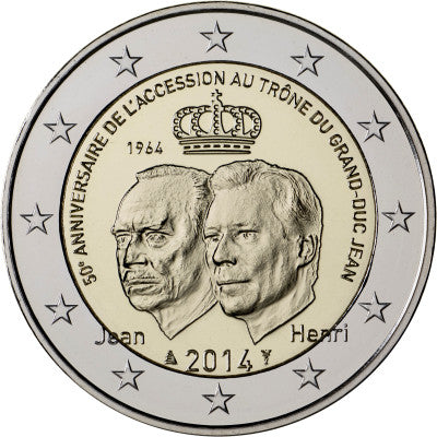 Luxembourg 2 Euro 2014 bfr. 50e anniversaire de l'accession au trône