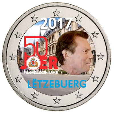 Luxembourg 2 Euro 2017 bfr 50 ans de service militaire volontaire en couleur
