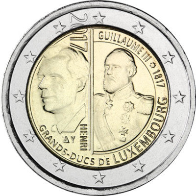 Le Luxembourg a émis des pièces de 2 euros en 2017 pour commémorer le 200e anniversaire du grand-duc Guillaume III.