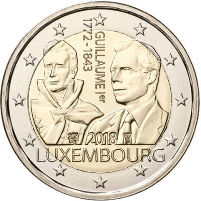 Luxembourg 2 Euro 2018 bfr.175e anniversaire de la mort du Grand-Duc Guillaume Ier.