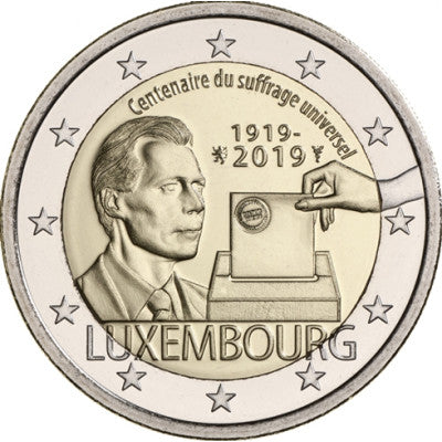 Luxembourg 2 Euro 2019 Bfr. 100 ans. Suffrage universel