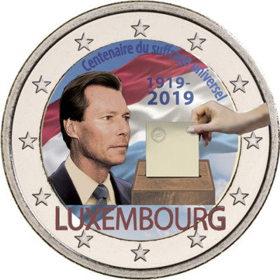 Luxembourg 2 Euro 2019 bfr. 100 ans de suffrage universel en couleur