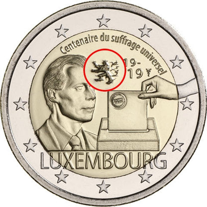 Luxembourg Pièce de 2 euros 2019 100 ans du suffrage universel
