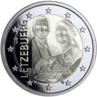 Luxembourg 2 Euro 2020 PP Naissance du prince Charles Jean
