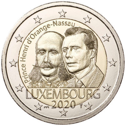 Luxembourg Pièce commémorative de 2 euros 2020, 200e anniversaire de la naissance d'Henri d'Orange-Nassau, Cathédrale du pont Saint-Servais