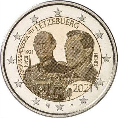 Luxembourg 2 Euro 2021, photo du Grand-Duc Jean en relief sur la CoinCard