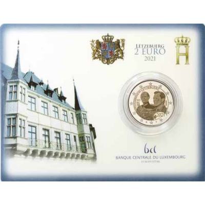 Luxembourg 2 Euro 2021, photo du Grand-Duc Jean en relief sur la CoinCard