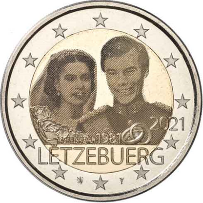 Luxembourg 2 euros 2021 Anniversaire de mariage d'Henri Carte commémorative avec photo en relief