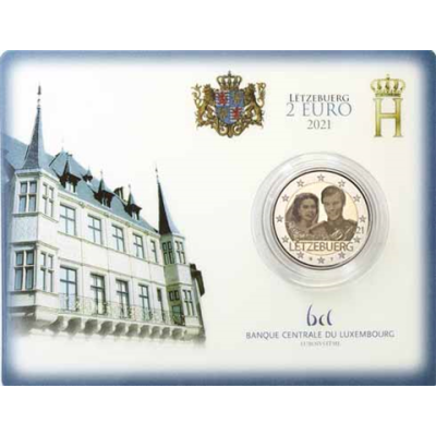 Luxembourg 2 euros 2021 Anniversaire de mariage d'Henri Carte commémorative avec photo en relief