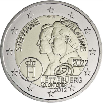 Luxembourg 2 Euro 2022 Stgl. Anniversaire de mariage Guillaume et Stéphanie Mzz Corne d'abondance