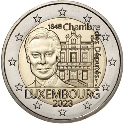 Luxembourg 2 euros 2023 Anniversaire de la Chambre des députés Marque d'atelier Corbeau