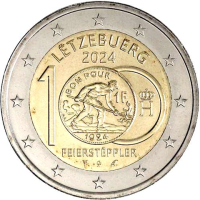 Luxembourg 2 Euro 2024 - Feierstëpplers - Baguette de Mercure et Corbeau