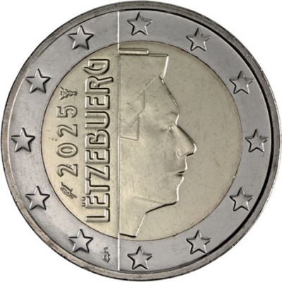 Luxembourg, pièce de 2 euros 2025, en circulation, à l'effigie du Grand-Duc Henri