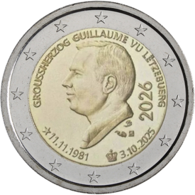 Luxembourg 2 euros 2026 non circulé - Accession au trône du Grand-Duc Guillaume