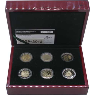Luxembourg 6×2 Euro Proof 2009-2012 – pièces commémoratives dans un coffret de luxe avec certificat