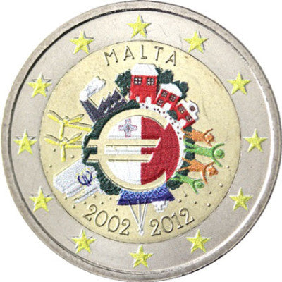 Malte 2 Euro 2012 bfr. Billets en euros couleur