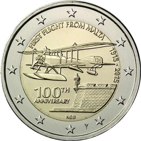 Malte 2 euros 2015 - CoinCard - 100 ans du premier vol