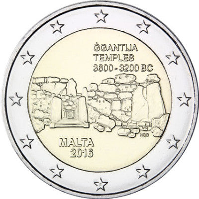 Malte 2 Euro 2016 bfr. « Temple de İgantija » de la série Sites préhistoriques de Malte avec Mzz. F