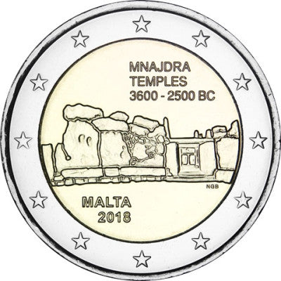 Malte 2 Euro 2018 bfr. « Mnajdra » de la série Sites préhistoriques de Malte