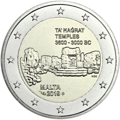Malte 2 Euro 2019 Ta’ Hagrat - Sites Préhistoriques Mzz. Corne d'abondance
