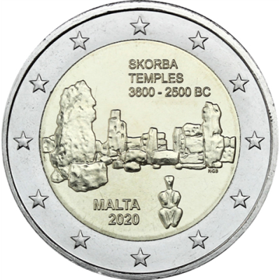 Malte 2 Euro 2020 bfr. Temple Skorba - Série Sites préhistoriques de Malte