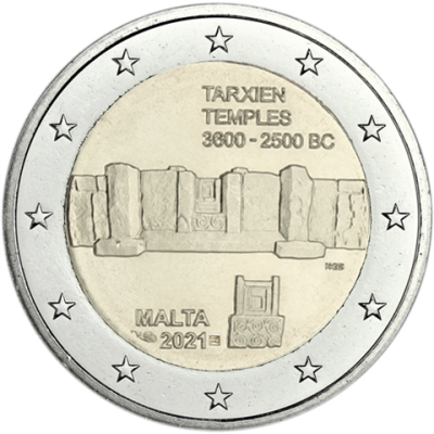 Malte 2 Euro 2021 Temple de Tarxien avec Corne d'Abondance