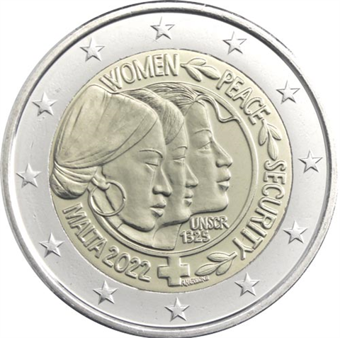 Malte 2 Euro 2022 Résolution 1325 « Femmes, paix et sécurité » en CoinCard