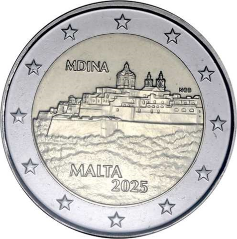 Malte 2 Euro 2025 CoinCard Remparts de Mdina