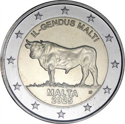Malte 2 Euro 2025 Races indigènes : Bœuf maltais