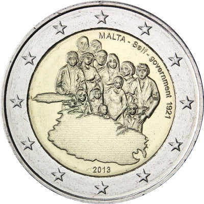 Pièce commémorative de 2 euros de Malte, 2013 av. J.-C. Autonomie - Autonomie gouvernementale