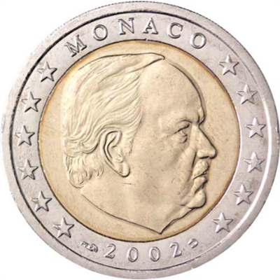 Monaco 2 euros 2002 - Pièce de monnaie en circulation Prince Rainier III Grimaldi