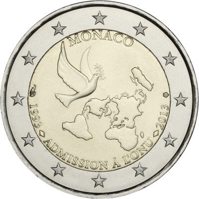 Monaco 2 Euro 2013 bfr. 20 ans d'adhésion à l'ONU