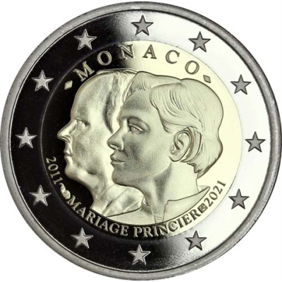Monaco 2 Euro 2021 PP 10e anniversaire de mariage de Charlène et Albert
