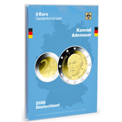 Carte de pièce (374372) pour la pièce commémorative allemande de 2 euros 2026 (Konrad Adenauer)