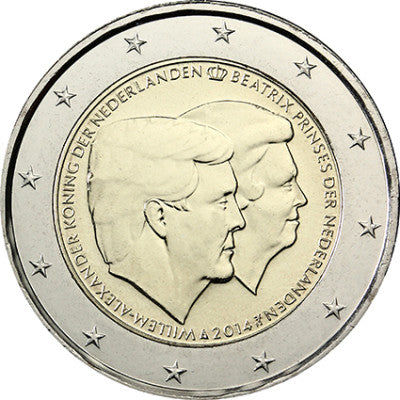 Pays-Bas 2 Euro 2014 bfr Double portrait du roi Willem-Alexander