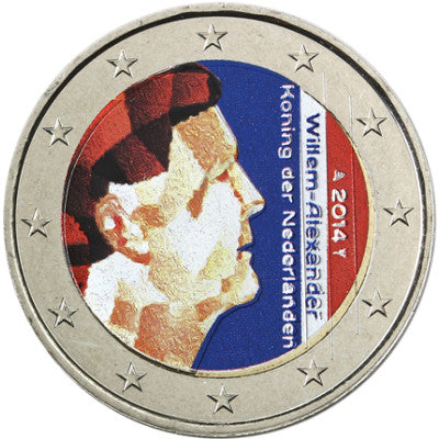 Pays-Bas 2 Euro 2014 Roi Willem-Alexander en couleur