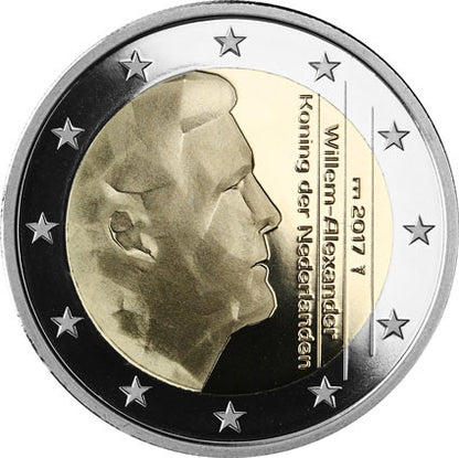 Pays-Bas 2 Euro 2017 PP Roi Willem-Alexander avec marque d'atelier