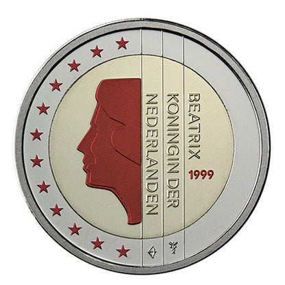 Pays-Bas, coffret de 3 pièces de 2 euros (1999-2001), en couleur, état neuf.