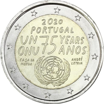 Portugal 2 Euro 2020 bfr. 75e anniversaire des Nations Unies - ONU