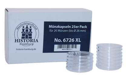 Coffre-fort - Capsules pour pièces de monnaie 26 mm, 25 pièces