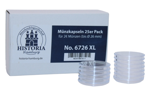 Coffre-fort - Capsules pour pièces de monnaie 26 mm, 25 pièces