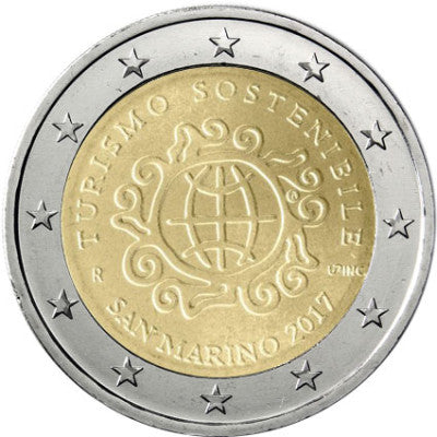 Timbre touristique de Saint-Marin 2 euros 2017 sur carte à pièces