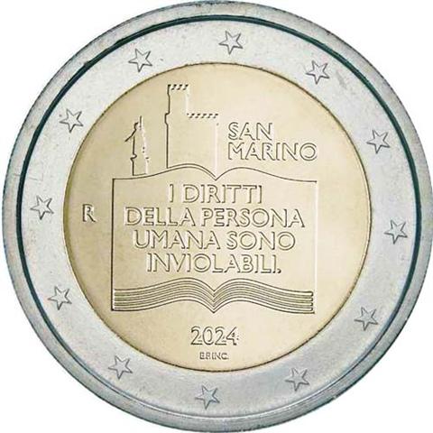 Saint-Marin 2 Euro 2024 Déclaration des droits des citoyens