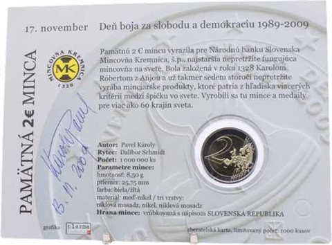 Slovaquie 2 Euro 2009 stgl - Liberté et Démocratie - Pavel Karoly